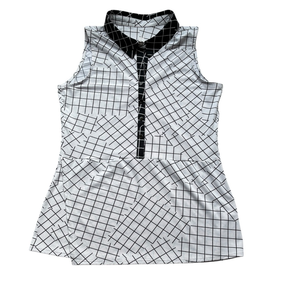 Tail Women’s Black & White Grid Sleeveless Golf Top Size Medium